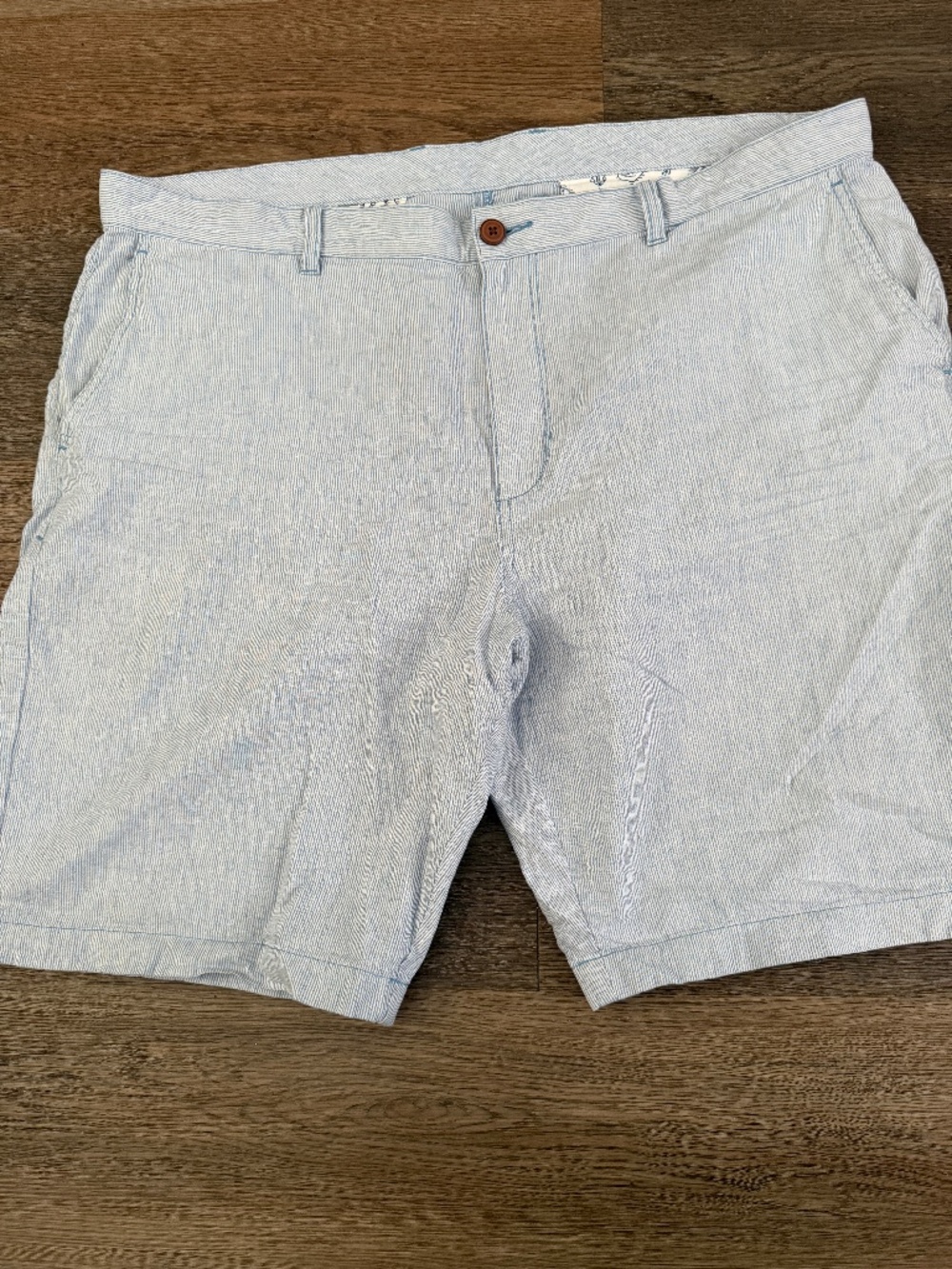 Tommy Bahama linen cotton striped shorts men's size 42 blue white chino preppy